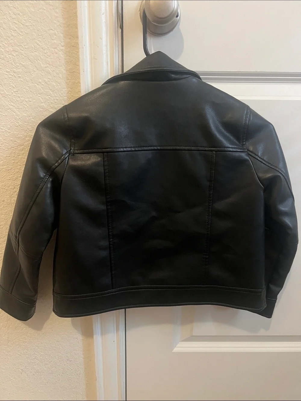 ZARA Black Faux Leather Biker Jacket with Silver Hardware